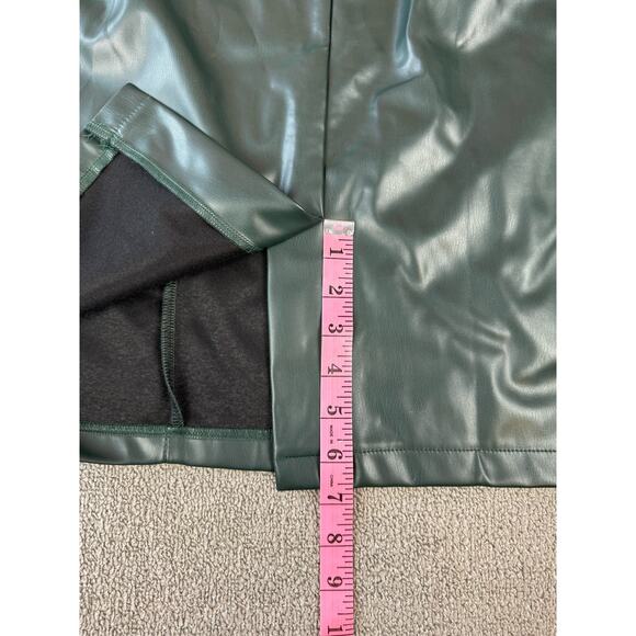 NWT Kate Kasin Faux Leather Pencil Skirt Green Size Large - Picture 7 of 7